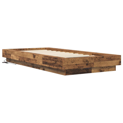 vidaXL Bed Frame with LED Old Wood 80 x 200 cm Engineered Wood
