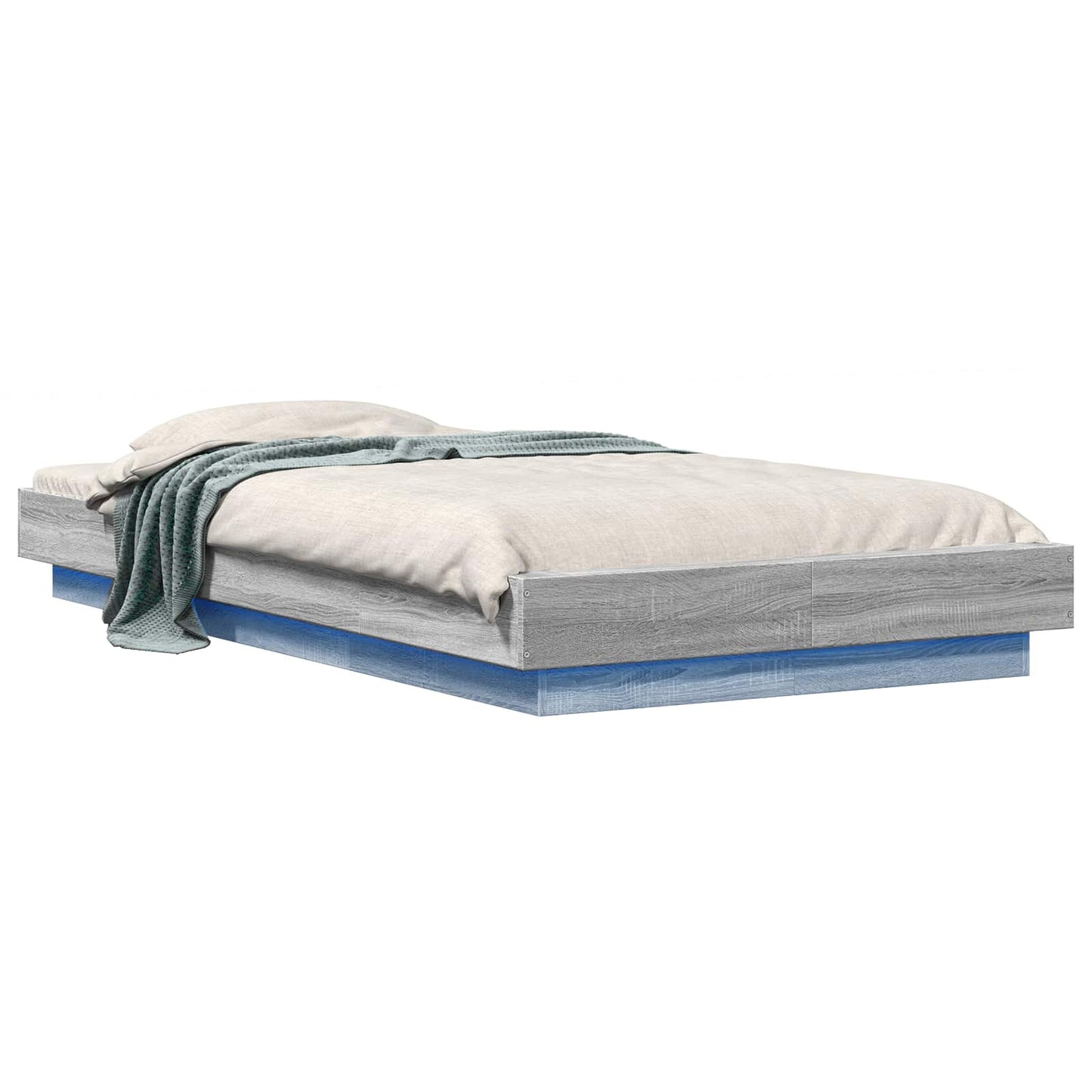 vidaXL Bed Frame with LED Grey Sonoma 80 x 200 cm Engineered Wood