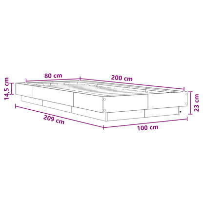 vidaXL Bed Frame with LED Grey Sonoma 80 x 200 cm Engineered Wood