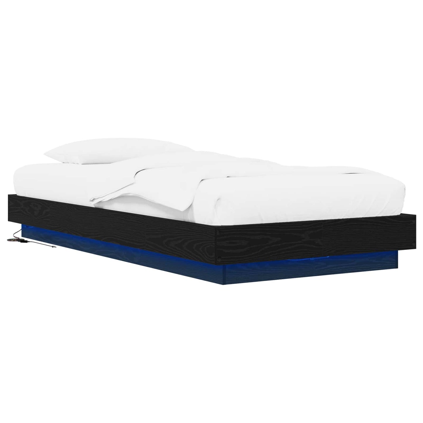 vidaXL Bed Frame with LED Black Oak 80 x 200 cm Engineered Wood