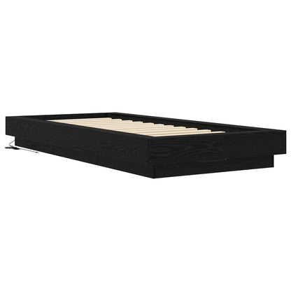 vidaXL Bed Frame with LED Black Oak 80 x 200 cm Engineered Wood