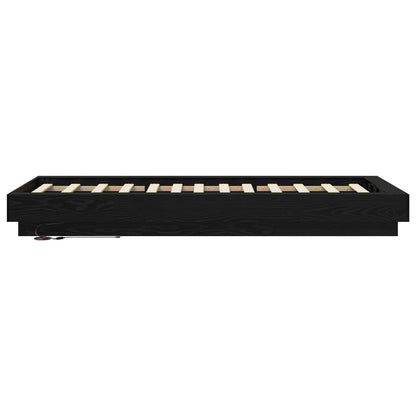 vidaXL Bed Frame with LED Black Oak 80 x 200 cm Engineered Wood