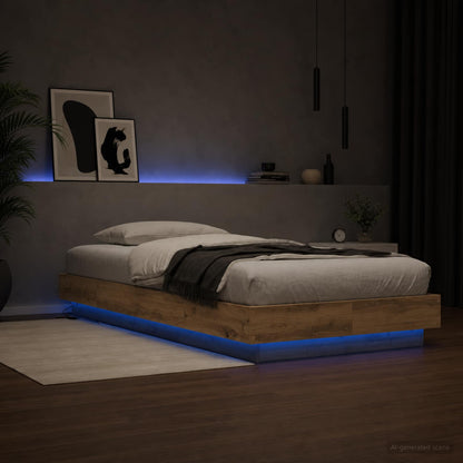 vidaXL Bed Frame with LED Artisian Oak 80 x 200 cm Engineered Wood