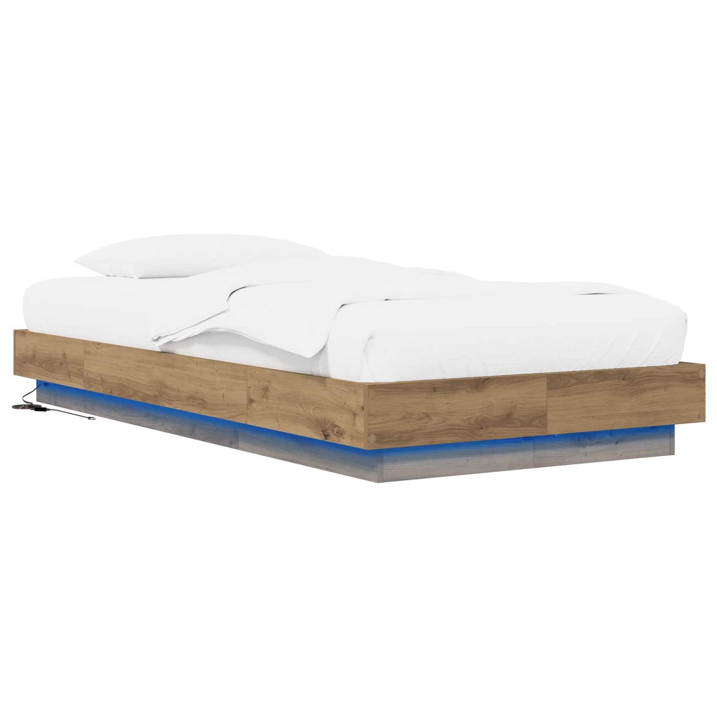vidaXL Bed Frame with LED Artisian Oak 80 x 200 cm Engineered Wood