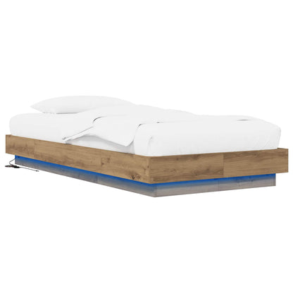 vidaXL Bed Frame with LED Artisian Oak 80 x 200 cm Engineered Wood