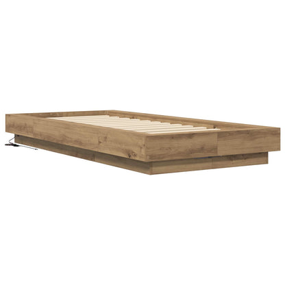 vidaXL Bed Frame with LED Artisian Oak 80 x 200 cm Engineered Wood