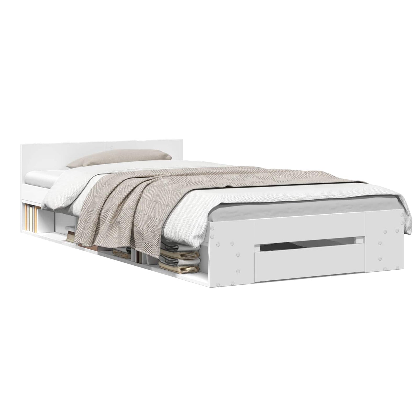vidaXL Bed Frame with Storage White 80 x 200 cm Engineered Wood