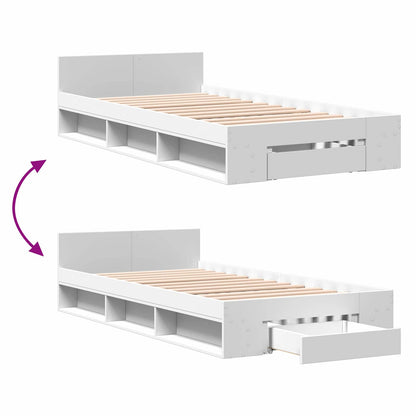 vidaXL Bed Frame with Storage White 80 x 200 cm Engineered Wood