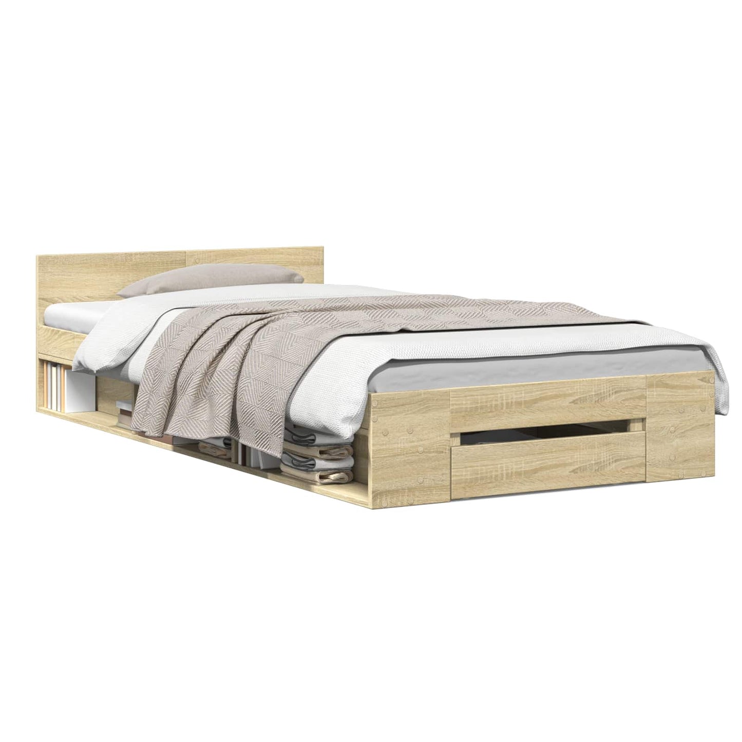 vidaXL Bed Frame with Storage Sonoma Oak 80 x 200 cm Engineered Wood