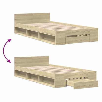 vidaXL Bed Frame with Storage Sonoma Oak 80 x 200 cm Engineered Wood
