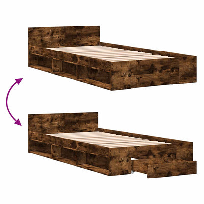 vidaXL Bed Frame with Storage Smoked Oak 80 x 200 cm Engineered Wood