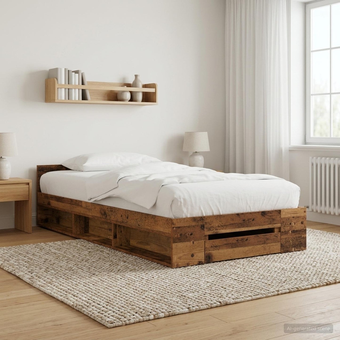 vidaXL Bed Frame with Storage Old Wood 80 x 200 cm Engineered Wood