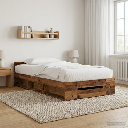 vidaXL Bed Frame with Storage Old Wood 80 x 200 cm Engineered Wood