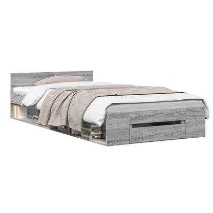 vidaXL Bed Frame with Storage Grey Sonoma 80 x 200 cm Engineered Wood