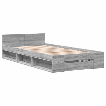 vidaXL Bed Frame with Storage Grey Sonoma 80 x 200 cm Engineered Wood