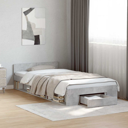 vidaXL Bed Frame with Storage with Drawer Concrete Grey 80 x 200 cm