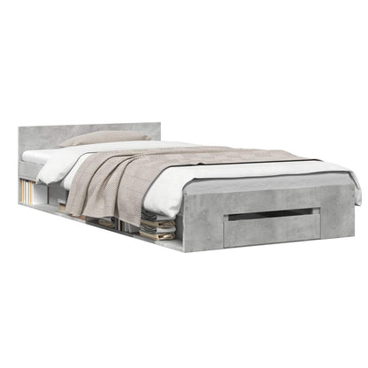 vidaXL Bed Frame with Storage with Drawer Concrete Grey 80 x 200 cm
