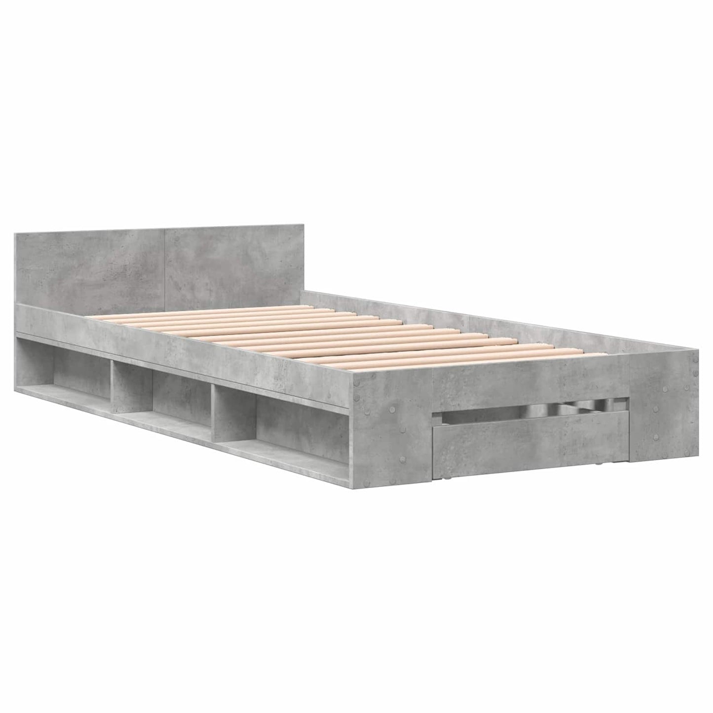 vidaXL Bed Frame with Storage with Drawer Concrete Grey 80 x 200 cm