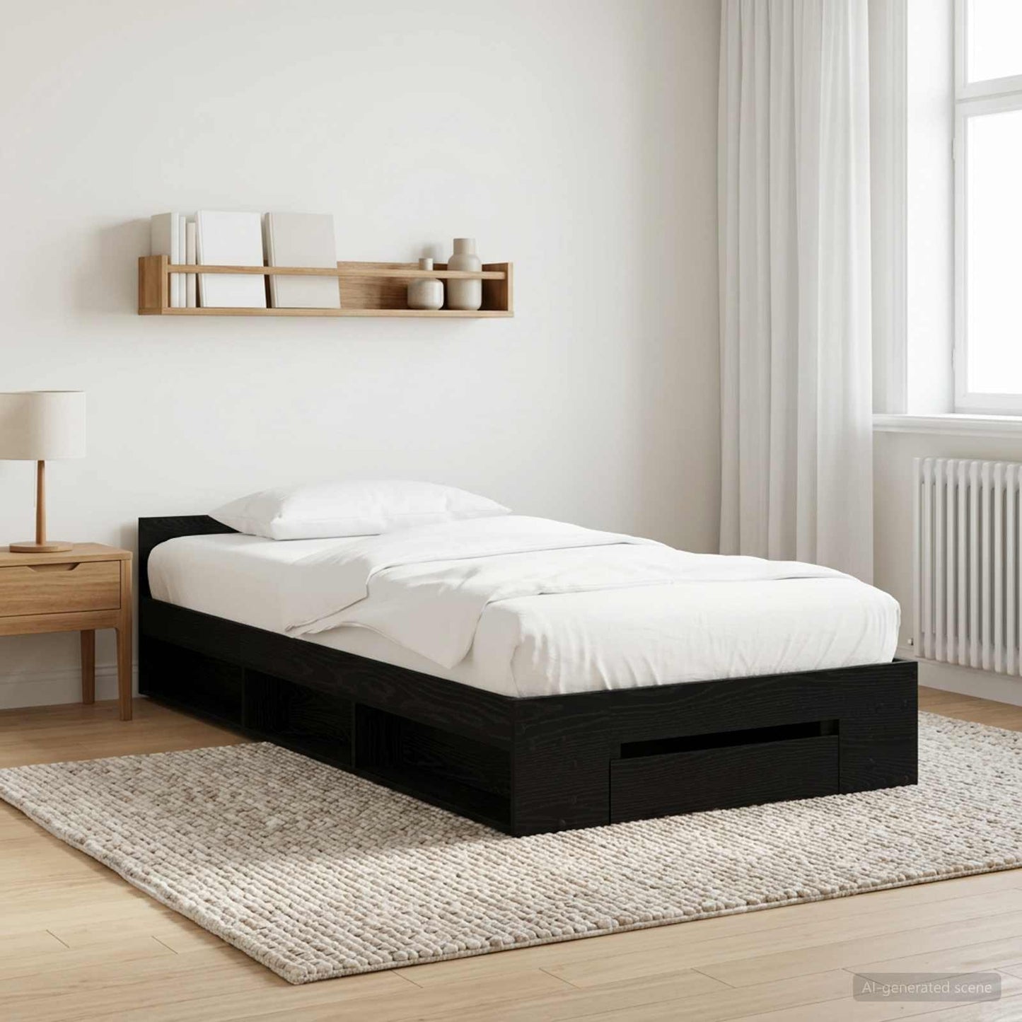 vidaXL Bed Frame with Storage Black Oak 80 x 200 cm Engineered Wood