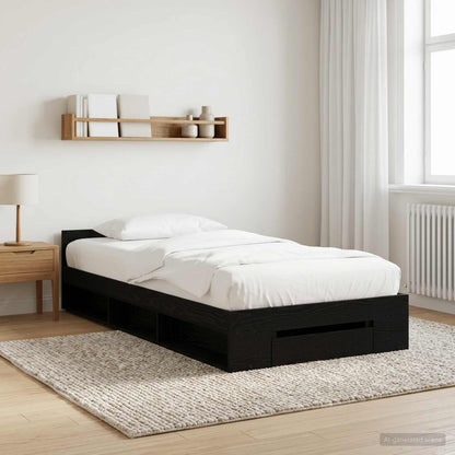 vidaXL Bed Frame with Storage Black Oak 80 x 200 cm Engineered Wood