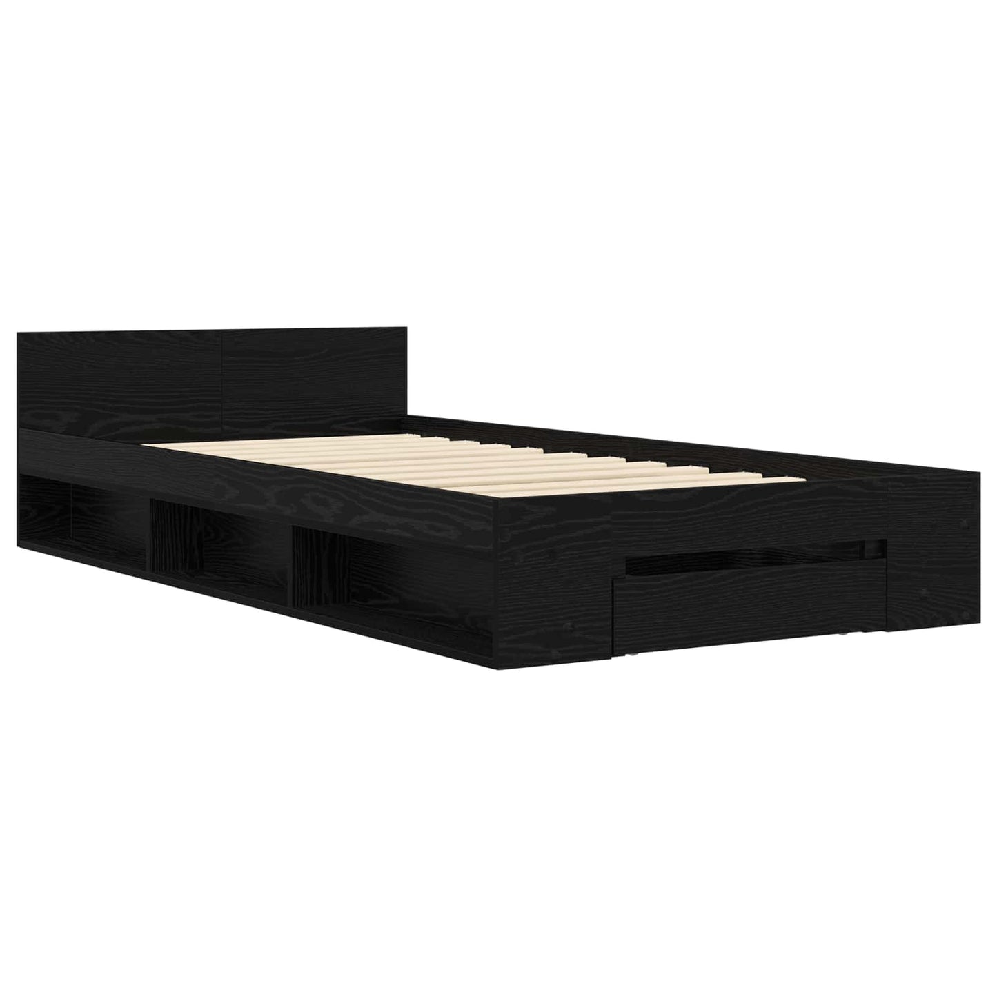 vidaXL Bed Frame with Storage Black Oak 80 x 200 cm Engineered Wood
