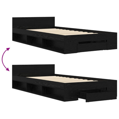 vidaXL Bed Frame with Storage Black Oak 80 x 200 cm Engineered Wood