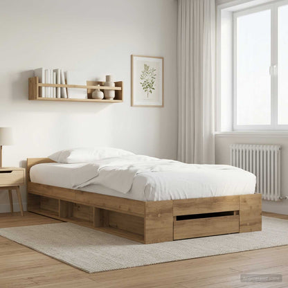 vidaXL Bed Frame with Storage Artisian Oak 80 x 200 cm Engineered Wood