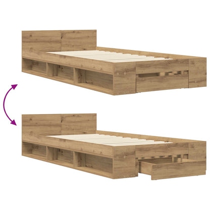 vidaXL Bed Frame with Storage Artisian Oak 80 x 200 cm Engineered Wood