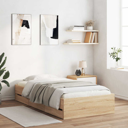 vidaXL Bed Frame with Storage Sonoma Oak 80 x 200 cm Engineered Wood