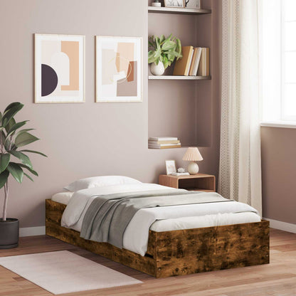 vidaXL Bed Frame with Storage Smoked Oak 80 x 200 cm Engineered Wood