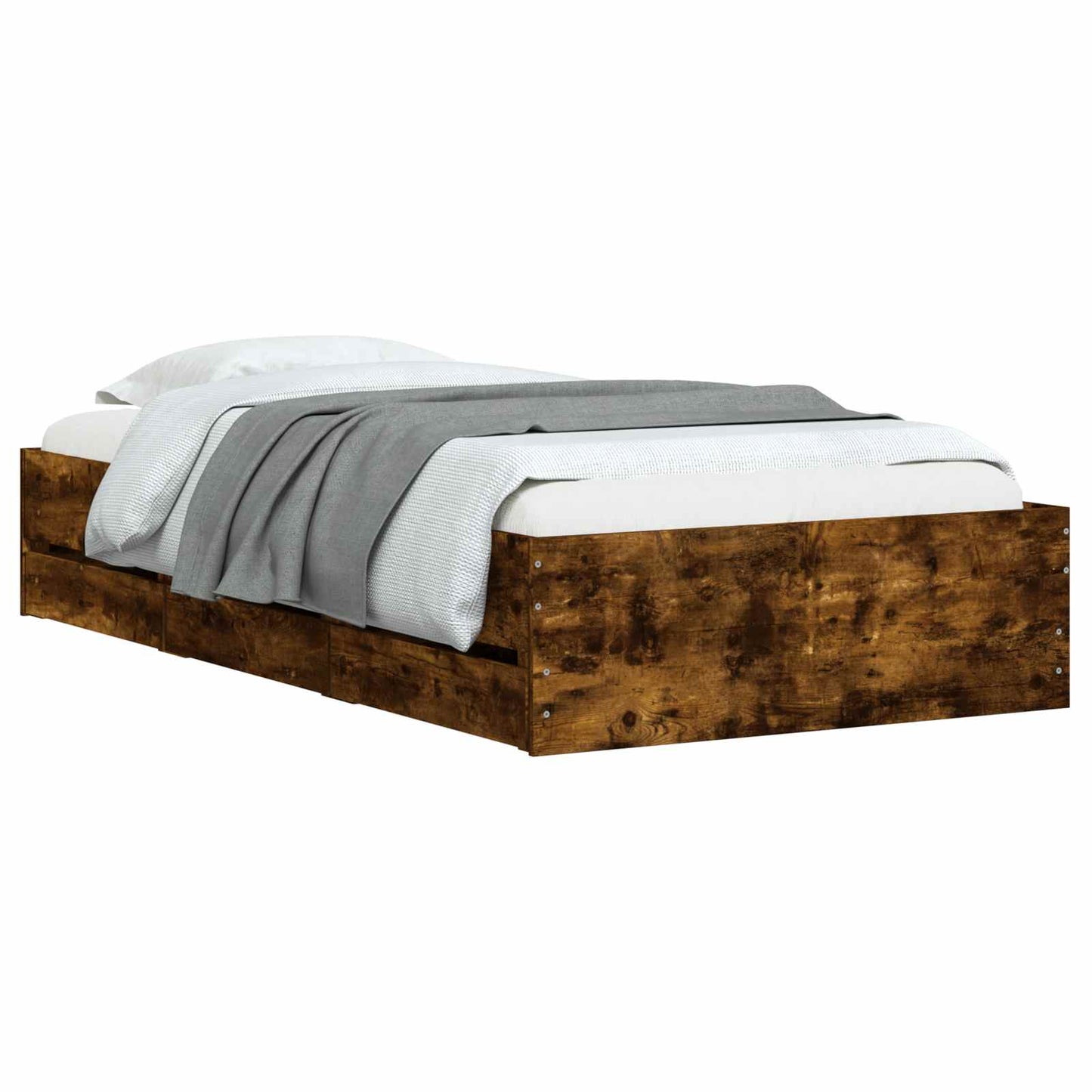 vidaXL Bed Frame with Storage Smoked Oak 80 x 200 cm Engineered Wood