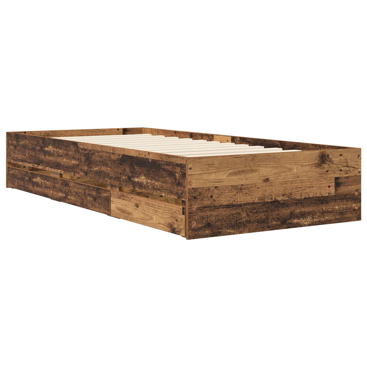 vidaXL Bed Frame with Storage with Drawer Old Wood Engineered wood