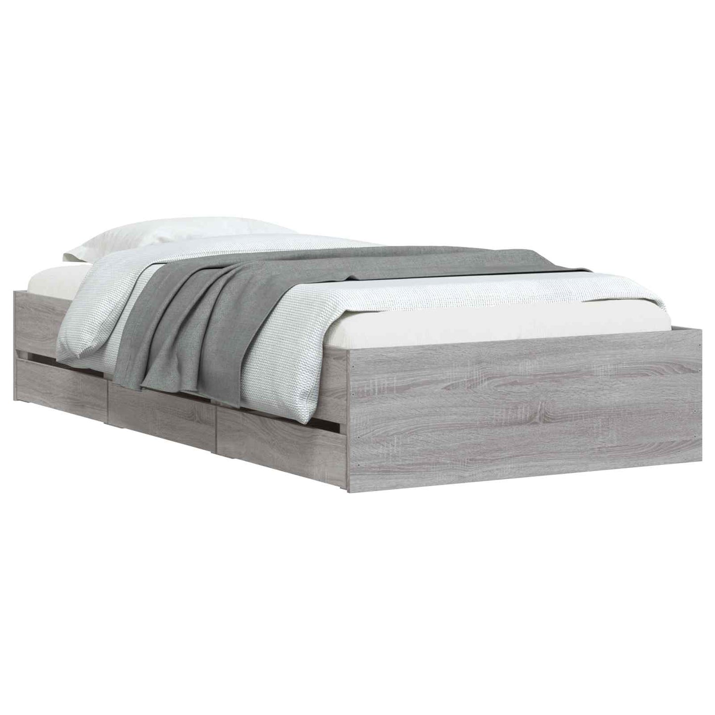 vidaXL Bed Frame with Storage with Drawer Concrete Grey 80 x 200 cm