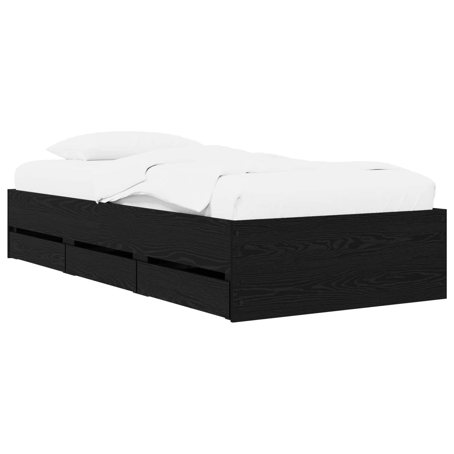 vidaXL Bed Frame with Storage Black Oak 80 x 200 cm Engineered Wood