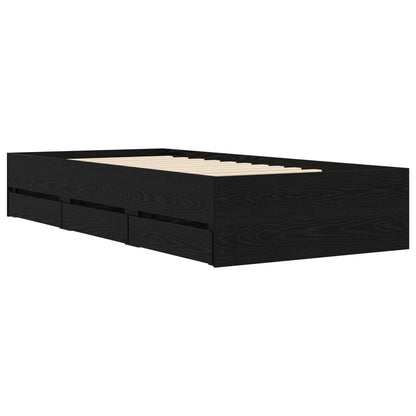vidaXL Bed Frame with Storage Black Oak 80 x 200 cm Engineered Wood