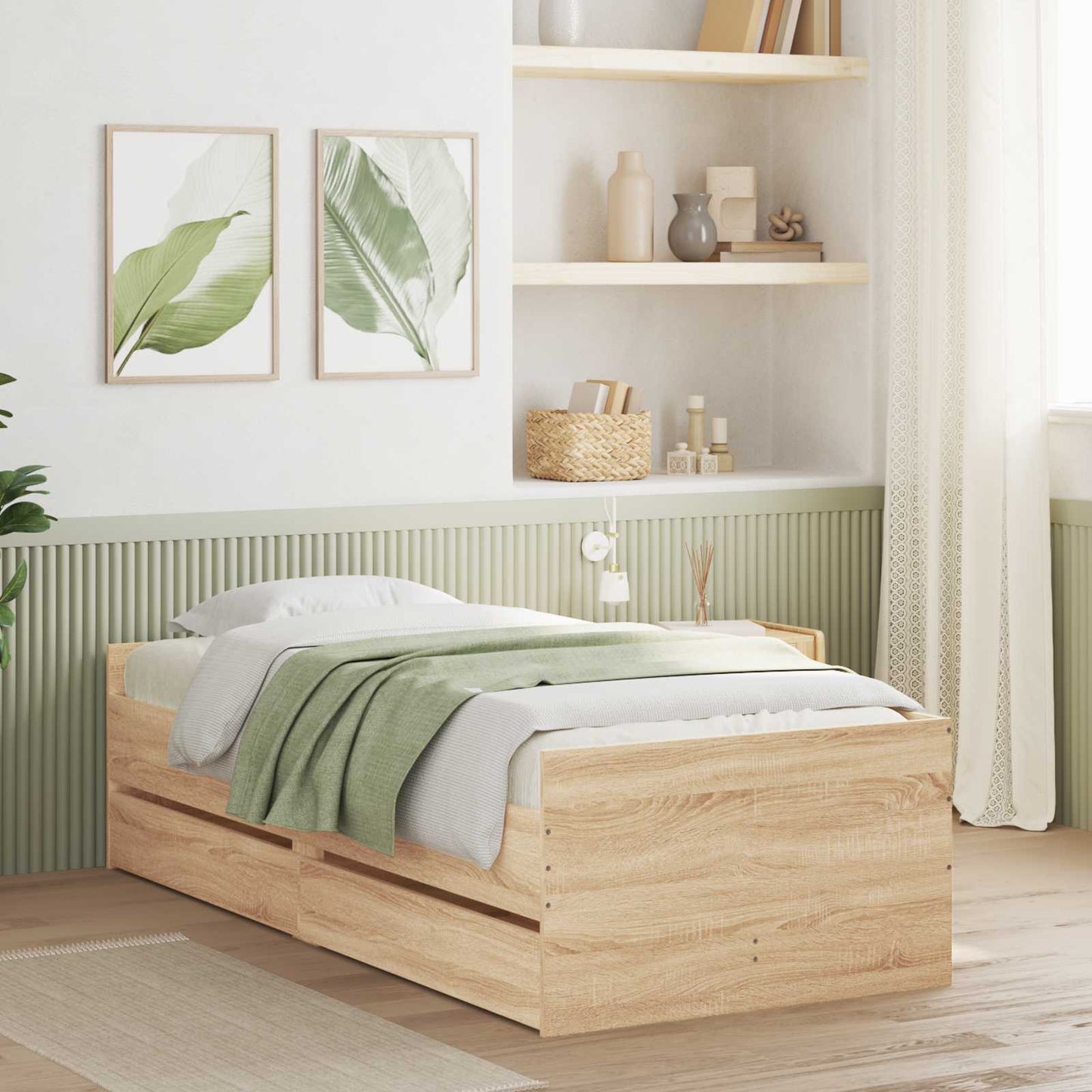 vidaXL Bed Frame with Storage Sonoma Oak 80 x 200 cm Engineered Wood
