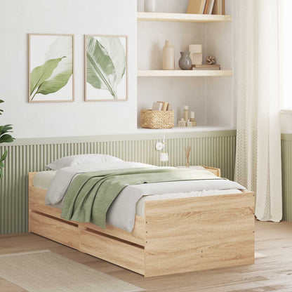 vidaXL Bed Frame with Storage Sonoma Oak 80 x 200 cm Engineered Wood
