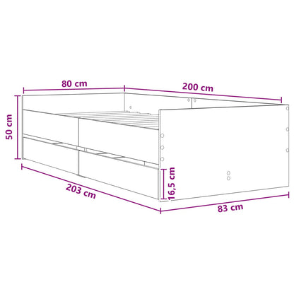 vidaXL Bed Frame with Storage Sonoma Oak 80 x 200 cm Engineered Wood