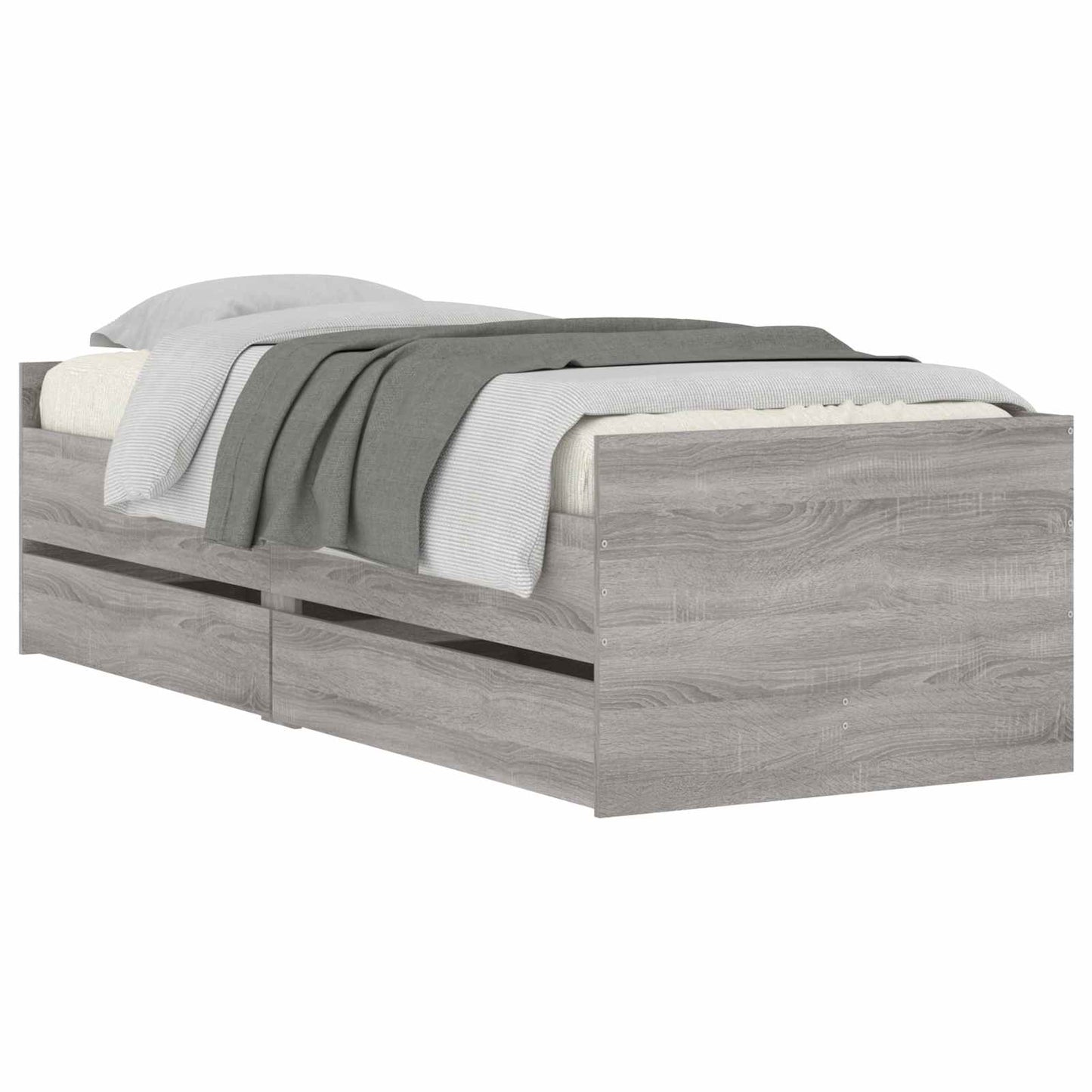 vidaXL Bed Frame with Storage Concrete Grey 80 x 200 cm