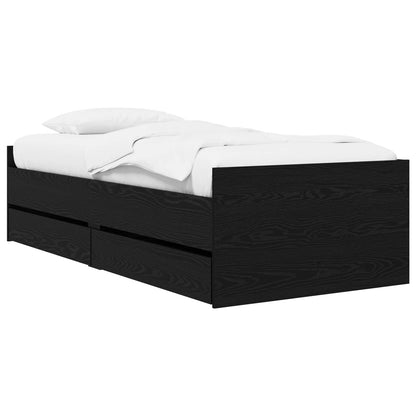 vidaXL Bed Frame with Storage Black Oak 80 x 200 cm Engineered Wood