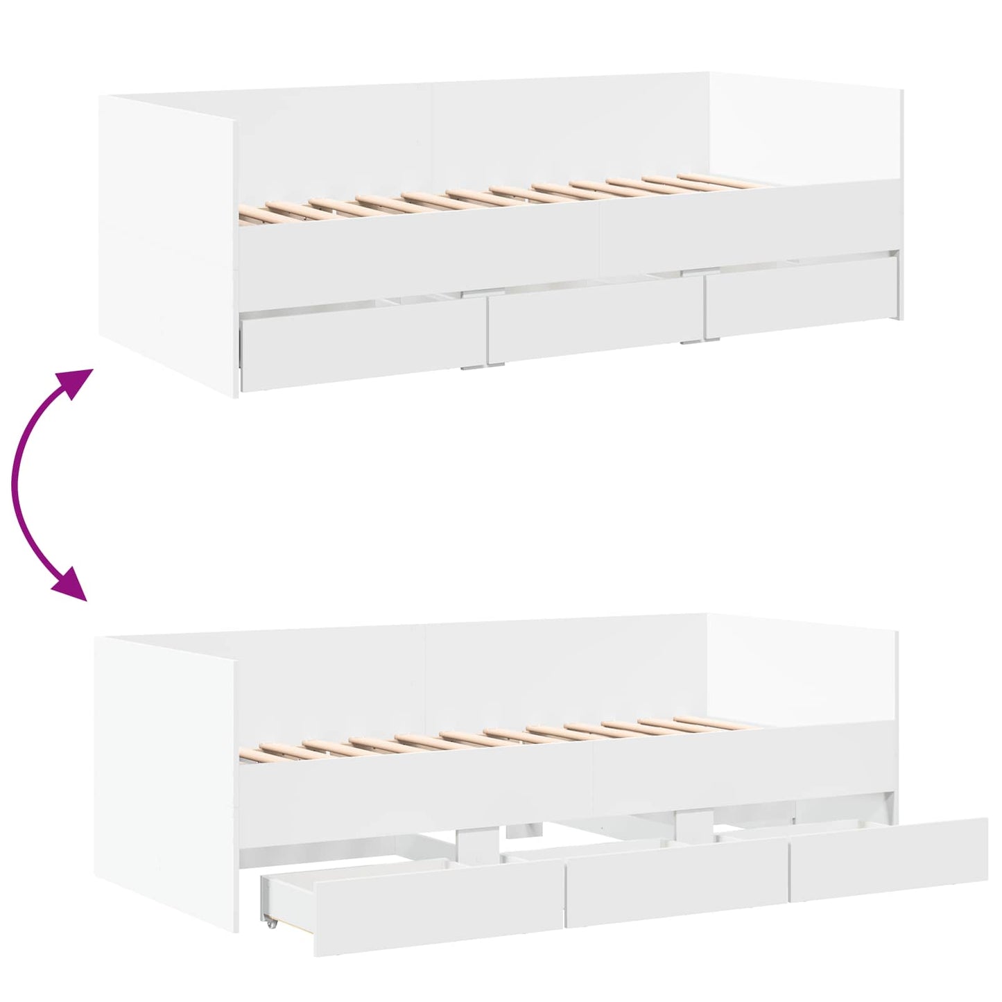 vidaXL Bed Frame with Storage White 80 x 200 cm Engineered Wood