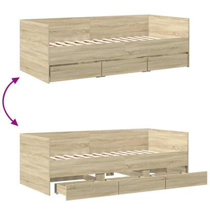 vidaXL Bed Frame with Storage Sonoma Oak 80 x 200 cm Engineered Wood