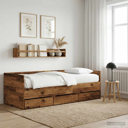 vidaXL Daybed with Drawer with Headboard Old Wood Engineered Wood