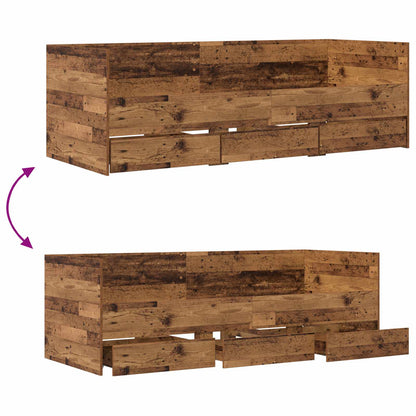 vidaXL Bed Frame with Storage Old Wood 80 x 200 cm Engineered Wood