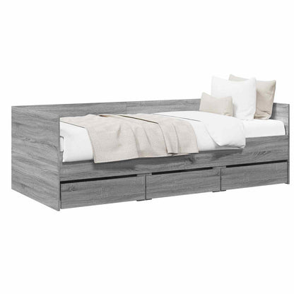 vidaXL Bed Frame with Storage Grey Sonoma 80 x 200 cm Engineered Wood