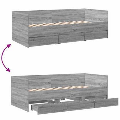 vidaXL Bed Frame with Storage Grey Sonoma 80 x 200 cm Engineered Wood