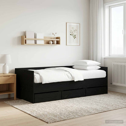vidaXL Daybed with Drawer with Headboard Black Oak Engineered Wood