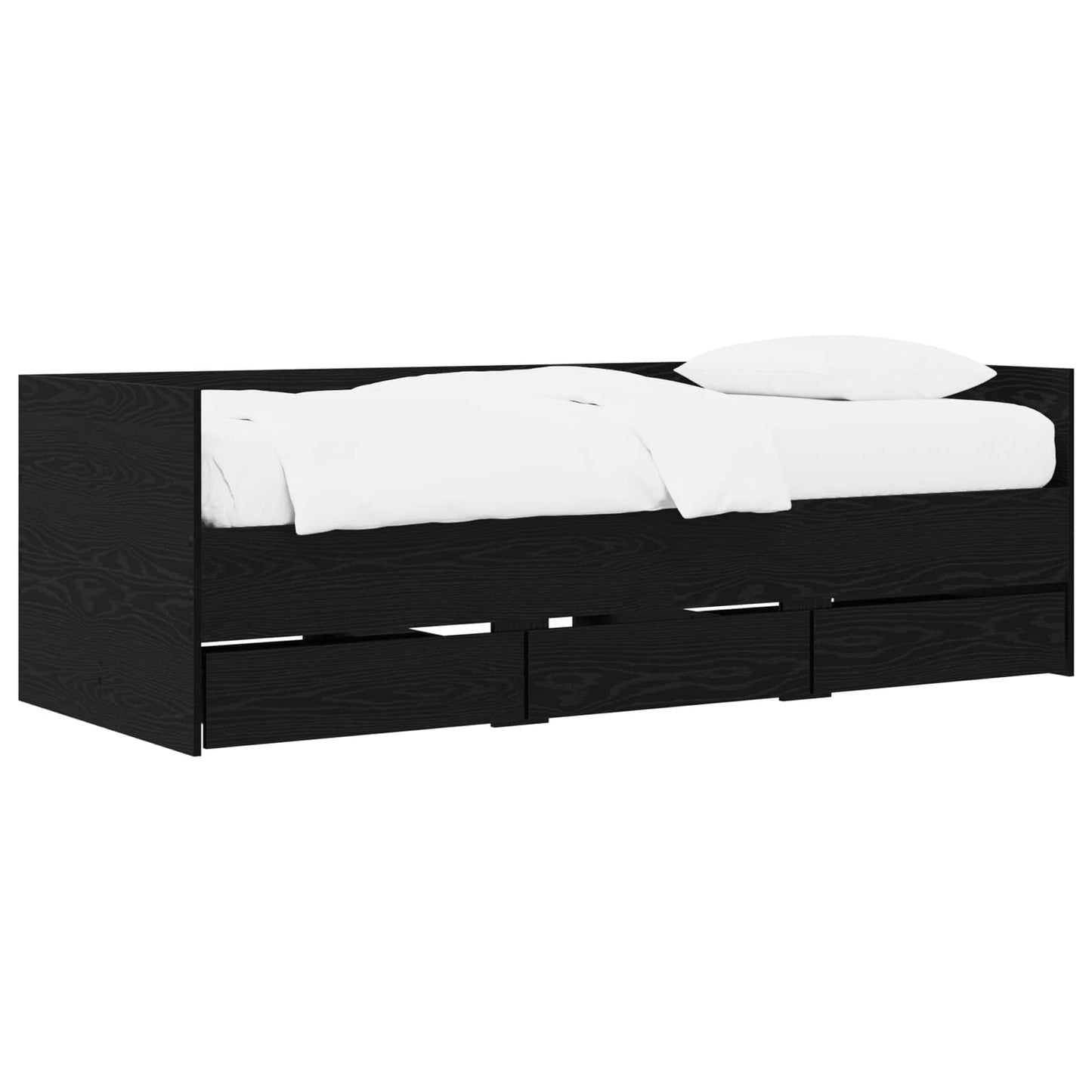 vidaXL Bed Frame with Storage Black Oak 80 x 200 cm Engineered Wood