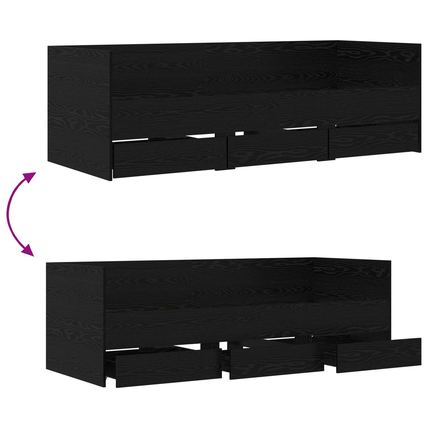 vidaXL Bed Frame with Storage Black Oak 80 x 200 cm Engineered Wood