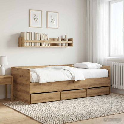 vidaXL Daybed with Drawer with Headboard Artisian Oak Engineered Wood